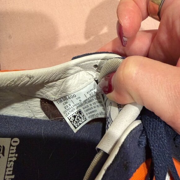 Onitsuka Tiger Unisex Serrano Peacoat White Orange Sneakers Size 6.5 - Picture 8 of 9